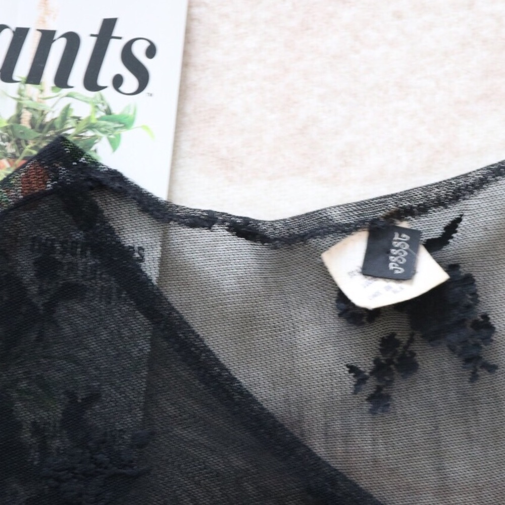 Vintage | Black Sheer Floral Blouse - Picture 3 of 4